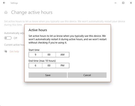 Windows 10 remove active hours